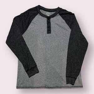 Highland Outfitters Men’s Henley Size XL Dark & Light Grey